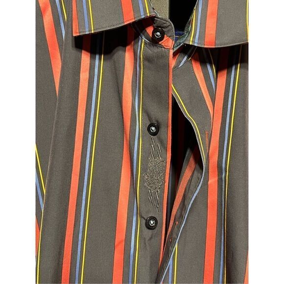 Robert Graham Long Sleeve Grey Striped Button Down Size XXL - Picture 2 of 4